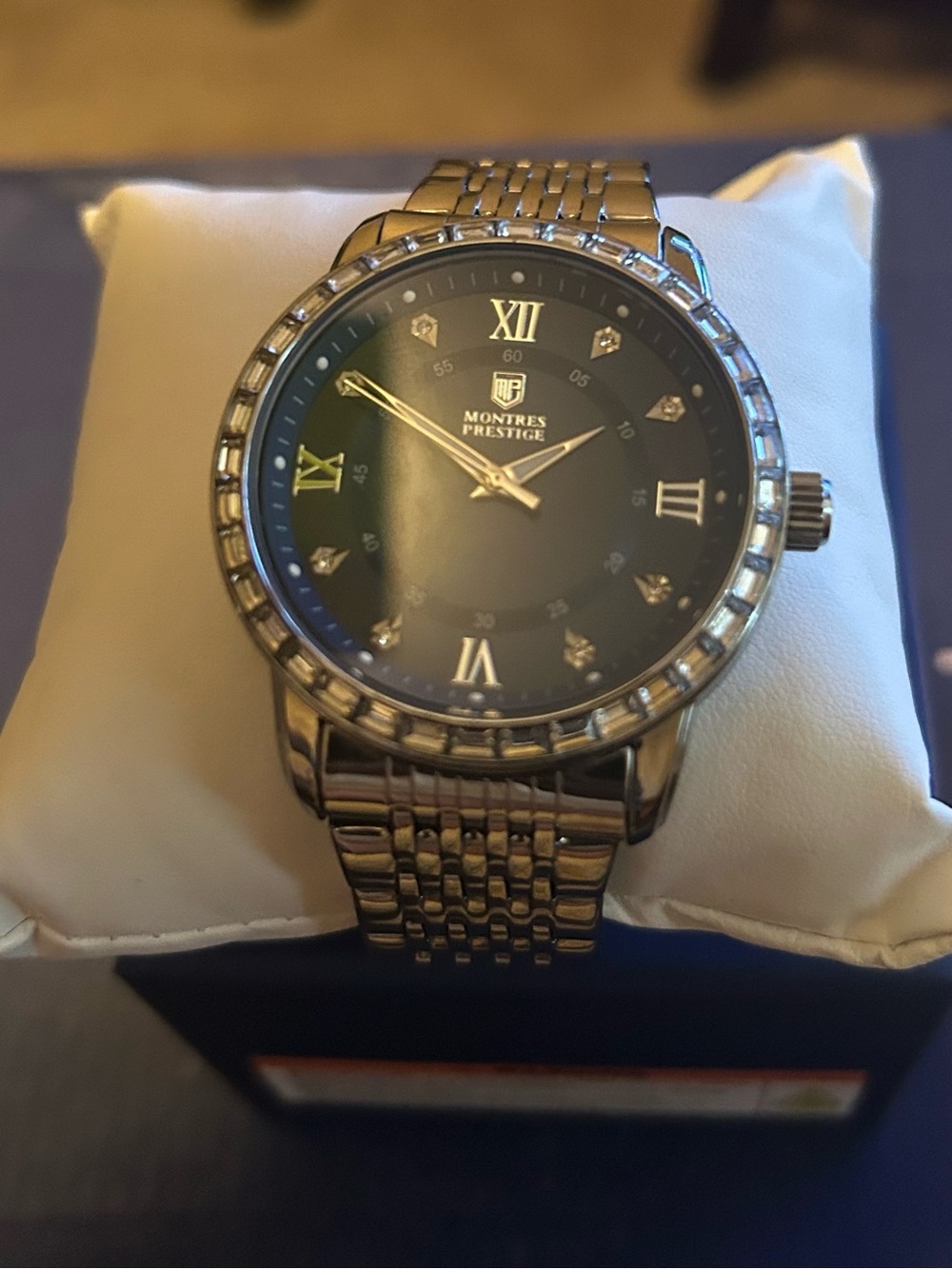 Montres Prestige Men's Gold-Tone Dress Watch with Black Dial by Invicta